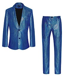 cheap -Disco 1980s Pants Outfits Suits & Blazers Lapel Collar Blazer Disco Men's Sequins Masquerade Performance Party Club Coat