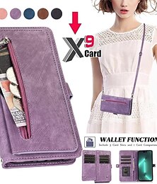 cheap -Phone Case For iPhone 15 Pro Max Plus iPhone 14 13 12 11 Pro Max Mini X XR XS Max 8 7 Plus Wallet Case Flip Cover Magnetic Full Body Protective Card Slot Solid Color TPU PU Leather