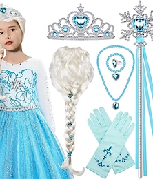 economico -parrucca di elsa treccia di elsa congelata con tiara da principessa accessori per vestire la principessa elsa per bambine