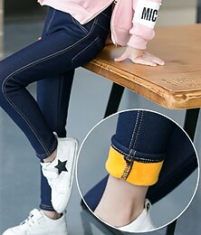 preiswerte -kinderkleidung Mädchen Hose Feste Farbe Modisch Tasche Outdoor 7-13 Jahre Herbst Schwarz Dunkelblau
