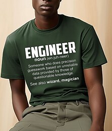 cheap -Engineers Day Engineer: The Ultimate Guide Mens Graphic Shirt Letter Prints Black White Dark Green Tee Cotton Blend Classic Casual Short Sleeve Comfortable Someone Who Does Precision Guesswork Based U