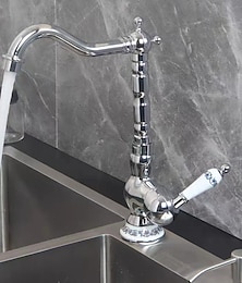 abordables -Robinets mélangeurs d'évier de robinet de cuisine, robinet de vasque pivotant à 360 degrés à poignée unique avec tuyau froid et chaud