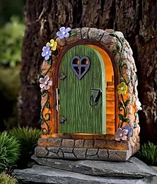 economico -miniature del giardino della porta delle fate solari, porta delle fate con gradini, accessori da giardino delle fate in resina, decorazioni per la casa del giardino degli alberi, ornamenti da giardino