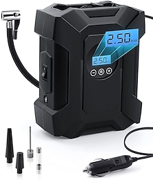 abordables -Compresseur d'air portable pour gonfleur de pneu, pompe à air 12 V CC pour pneus de voiture avec manomètre numérique 150 psi et lumière LED d'urgence, pompe à pneu pour voiture, vélo, moto,