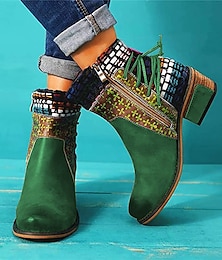 abordables -bottines femme bohème chic avec patchwork coloré et fermeture éclair – bottines à lacets style vintage pour l'automne et l'hiver