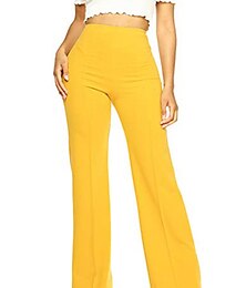 abordables -Mujer pantalones de traje Pantalones acampanados Pantalones Elegante Trabajo Longitud total Alta cintura Color sólido Bolsillo Corte alto Comodidad Transpirabilidad Suave Microelástico Formal Oficina