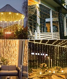 abordables -3M Guirlandes Lumineuses 100/200/300 LED EL Blanc Chaud Blanc Froid Plusieurs Couleurs Fenêtre / rideau / guirlande lumineuse Halloween Solaire Mariage Alimentation Solaire
