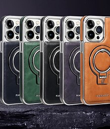 economico -telefono Custodia Per iPhone 16 15 14 Pro Max Plus 13 12 Pro Max Copertura Posteriore Custodia ad adsorbimento magnetico con Supporto Magnetico Protezione Completa Retrò TPU Pelle PU