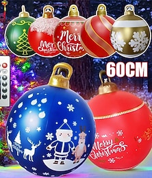 abordables -Boule lumineuse gonflable de Noël de 60 cm pour l'extérieur avec télécommande, énormes décorations de Noël en PVC pour décorations de jardin de fête d'arbre de Noël, boule de jouet avec lumière colorée