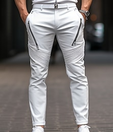 ieftine -Bărbați Pantaloni chinez Pantaloni Chino Buzunar Simplu Confort Respirabil În aer liber Zilnic Ieșire Amestec Bumbac Modă Casual Negru Alb