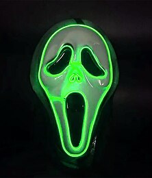 abordables -Masque de cri lumineux pour cosplay, fournitures de fête, néon led, accessoire décoratif de performance d'horreur d'halloween, éclairage pour la nuit noire