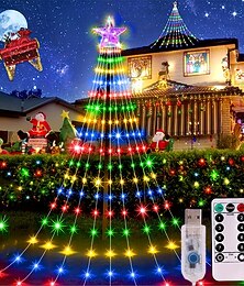 Недорогие -Водопадная гирлянда на Рождество 198 светодиодов USB струящаяся вода свет 9 полос 2 метра 8 режимов освещения с пультом дистанционного управления водонепроницаемый для рождественской вечеринки спальня настенный мигающий внутренний наружный декор