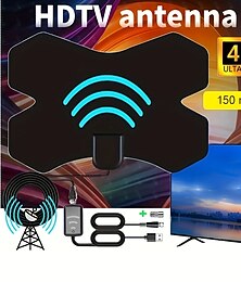 abordables -Amplified HD Digital TV Antenna Long 150 Miles Range Indoor/Outdoor - Support 4K 1080p Fire Tv Stick And All Older TV's - Amplifier Signal Booster - 157inch Coax HDTV Cable