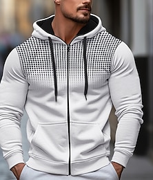 cheap -Men's Hoodie Full Zip Hoodie Black White Red Blue Dark Gray Hooded Color Block Sports & Outdoor Daily Holiday Streetwear Cool Casual Spring &  Fall Clothing Apparel Hoodies Sweatshirts