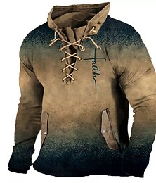 abordables -Homme Impressions Graphiques Croix Foi Sweat-shirts Sweat-shirt Pull manche longue Sweat-shirt Col montant Quotidien Classique Occasionnel Impression 3D Fête Sortir Vêtements de rue Cordon de serrage