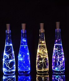 baratos -1/2/6/10 pcs luzes de corda de garrafa de vinho 2m 20leds com cortiça branco quente multi cor vermelho azul impermeável decoração de casamento de natal alimentado por baterias