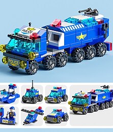 abordables -Voitures modulaires à assemblage de petites particules, étals de rue pour garçons, jouets puzzle pour enfants, véhicule de police