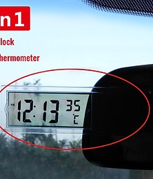 voordelige -starfire 2 in 1 auto-autoklok lcd digitale thermometer sucker-type klok transparant met 1 ag10 knoopcel