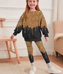 abordables -Fille 3D Dégradé de Couleur Ensemble sweat-shirt et legging Set manche longue 3D effet Automne Hiver Actif Mode du quotidien Enfants 4 ans et + Col Ras du Cou Extérieur Vacances Rendez-vous Standard