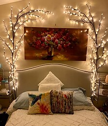 economico -elegante festa di ricevimento di nozze luci di salice flessibili 8 modalità per arredamento casa 144 led per festa di natale decorazioni per le vacanze lampada di rattan ramo decorazione di nozze