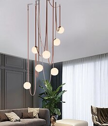economico -lampada a sospensione a led 1/3/5/7-cluster di luci design globo di vetro corda di canapa lampadario moderno lampadari rosa nero lampada a sospensione a soffitto lampada da incasso 110-240v