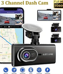 economico -Dash cam a 3 canali Memoria emmc da 128 GBWiFi integrato GPS 4'' IPS Touch Screen Cabina anteriore posteriore Dash Cam 1080p Visione notturna ir Modalità parcheggio