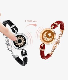 cheap -Sun&Moon Smart Bracelet Touch Couple Bracelets with Braided Leather Rope Long Distance Contacts with Light up&Vibrate Distance Relationship Gifts Bluetooth Smart Bracelets Jewelry