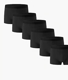 ieftine -Bărbați 6 Pachete Chiloți Boxeri Bărbătești Lenjerie Briefs Boxeri Bumbac Respirabil Simplu Negru