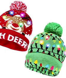 halpa -Joulukuuset Poro Joulupukin hattu Sukupuolineutraali LED valo Aikuisten Hattu