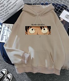 billige -One Piece Monkey D. Luffy Hattetrøje Anime Tegneserie Animé Harajuku Graphic Kawaii Til Par Herre Dame Voksne Tilbake til Skolen Varmstempling