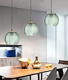 economico -Lampadari A Sospensione A Led Illuminazione A Sospensione In Vetro Verde Per Isola Della Cucina Luci Della Cucina A Soffitto 1 Confezione 110-240 V