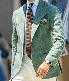 economico -Per uomo Laurea Abbigliamento da cocktail Blazer Affari Serata Formale Festa & Sera Moda Casual Primavera & Autunno Poliestere Semplice Tasca Casual / Quotidiano Monopetto Giacca Verde
