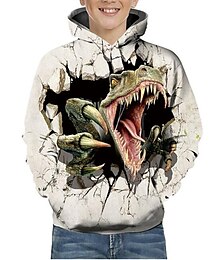 halpa -lasten poikien huppari&amp; huppari dinosaurus geometrinen 3d eläin tulostaa pitkähihainen aktiivinen perus valkoinen