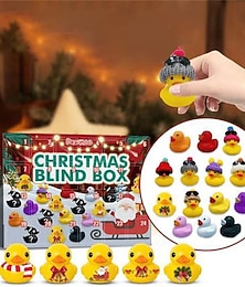 abordables -Navidad pato de goma calendario de adviento ciego Navidad pato amarillo cuenta atrás ciega conjunto de regalo de Navidad calendario de adviento regalos de navidad
