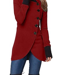 cheap -Women's Coat Outdoor Daily Wear Going out Fall Winter Coat Stand Collar Regular Fit Windproof Warm Comtemporary Stylish Casual Jacket Long Sleeve Plain Slim Fit Black Wine Army Green