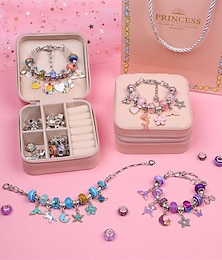 billige -charme armbånd fremstillingssæt - piger gør det selv perler til smykkefremstillingssæt, enhjørning&amp; havfrue gaver legetøj håndværk til piger fødselsdagsgave, festival, nytår med pink