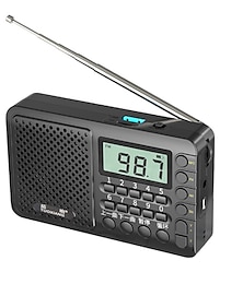 abordables -Full Band Radio Portable FM/AM/SW Receiver Radios Pantalla LED para Adulto Bajo techo, en exteriores Pilas AAA alimentadas