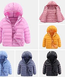 cheap -Kids Girls' Puffer Jacket Solid Color Active School Coat Outerwear 2-12 Years Spring Ash Taro purple Classic black
