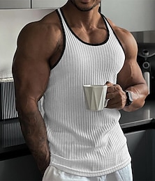 cheap -Men's Tank Top Undershirt Sleeveless Shirt Wife beater Shirt Color Block Pit Strip Crew Neck Outdoor Going out Sleeveless Clothing Apparel Fashion Designer Muscle