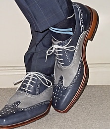 halpa -Miesten Oxford-kengät Derby-kengät Bullock kengät Juhlakengät Pluskoko Vintage Liiketoiminta Häät Juhlat Nahka Mukava Liukumaton Nauhat Sininen Purppura Kevät Syksy