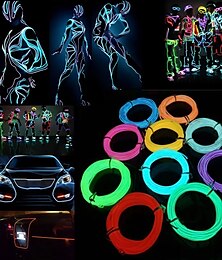 economico -5m led el wire light strip batteria neon luci luminose stringa carnevale fai da te tubo corda fosforescente halloween luce nera natale auto multicolore festa danzante decor