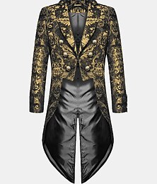economico -giacca casual da uomo nera oro vampiro gotico taglie forti giacca da showman smoking frac abito redingote steampunk vittoriano