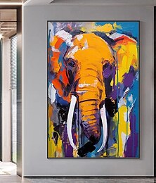 abordables -Mintura peintures à l'huile d'animaux d'éléphant faites à la main sur toile décoration murale image abstraite moderne pour la décoration intérieure roulé sans cadre peinture non étirée