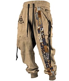 voordelige -Tribal Bandana-afdruk Vintage Voor heren 3D-afdrukken Joggingbroeken Broeken Buiten Straat Casual / Dagelijks Polyester Zwart Rood Blauw S M L Medium Taille Elasticiteit Broek