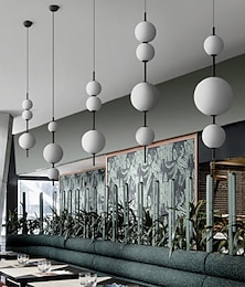billiga -led taklampa svart vit globe kökslampa på ön lång bar pendellampa mitten av århundradet lång linjär ljuskrona kula tak pendel ljuskrona 110-240v