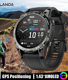 economico -militare gps smart watch uomo 1.43 schermo amoled frequenza cardiaca ip68 smartwatch sportivo impermeabile per xiaomi android ios