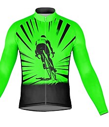 voordelige -Voor heren Wielrenshirt Grafisch Lange mouw Fietsen Kleding Bovenlichaam met 3 achterzakken Bergracen Wegwielrennen Sneldrogend Reflecterende strips Achterzak Vochtregelerend Sport Geel Rood Oranje
