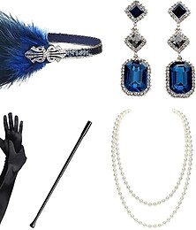 preiswerte -1920er Der große Gatsby Outfits Hochzeitsgast Kostüm Halloween Halloween Abschlussball Hochzeitsempfang Erwachsene Handschuhe Ohrringe Halskette Ganzjahres