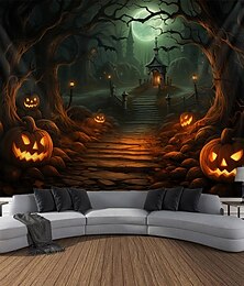 economico -Arazzo da appendere con zucca di Halloween, arte da parete, grande arazzo, decorazione murale, fotografia, sfondo, coperta, tenda, casa, camera da letto, soggiorno, decorazione, decorazioni di