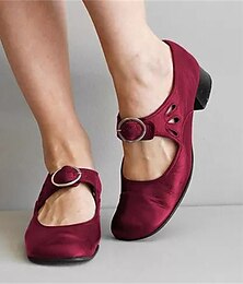 abordables -Femme Ballerines Grandes Tailles Extérieur du quotidien Couleur unie Talon Bottier Bout rond Elégant Décontractées Confort Polyuréthane Boucle Rouge bordeaux Noir Bleu